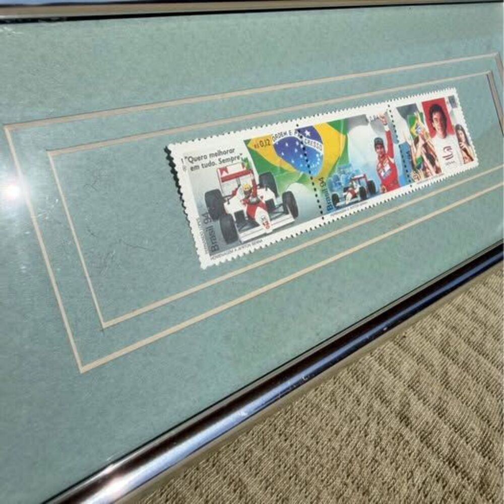 Framed 1994 Ayrton Senna Brazil Commemorative Stamp Set